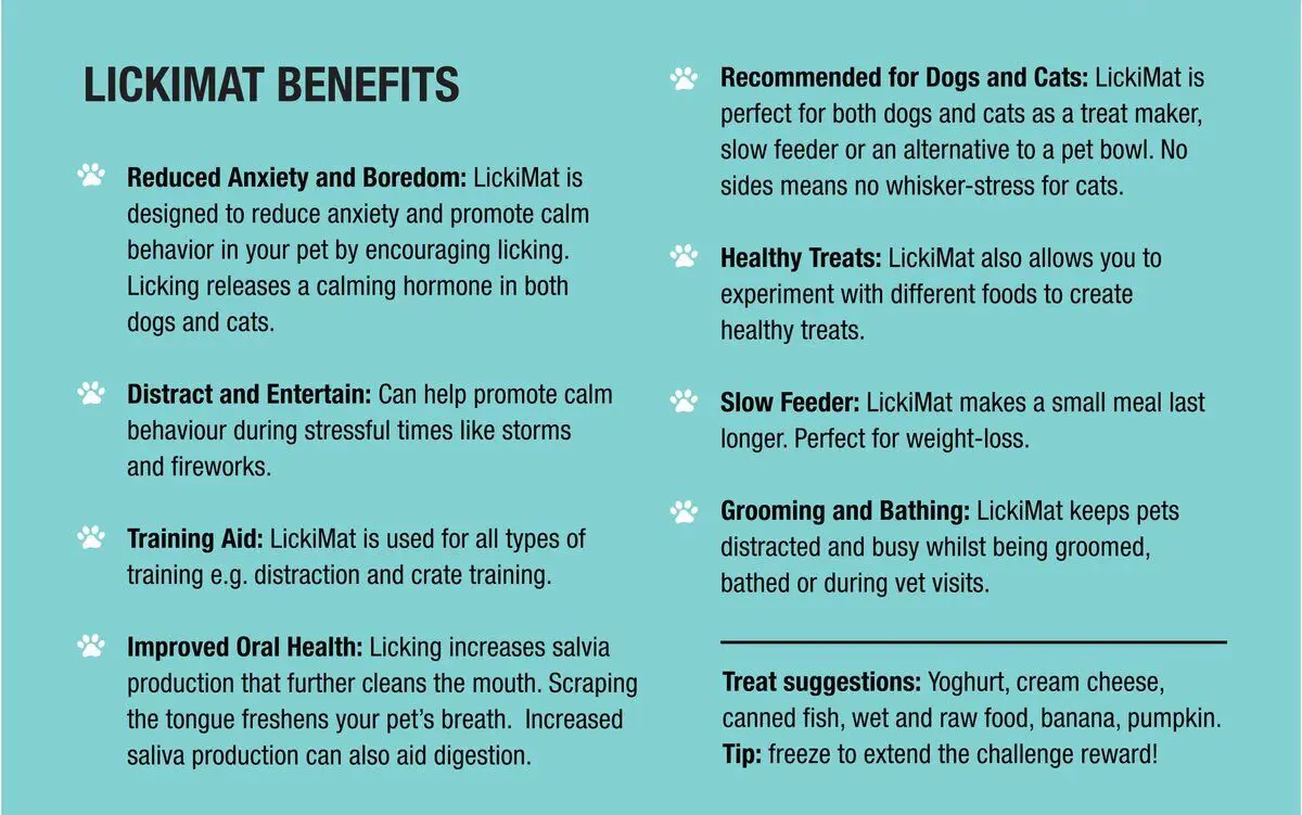 A table with the benefits of licking and brushing your dog 's teeth.