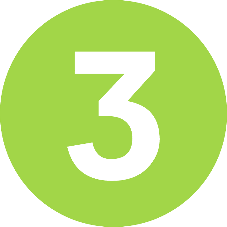 A green circle with the number three in it.