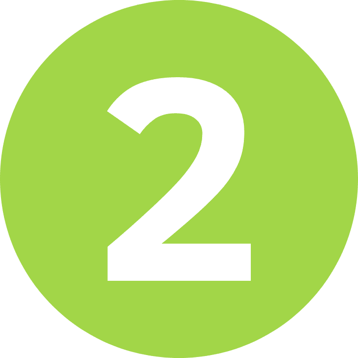 A green circle with the number two in it.